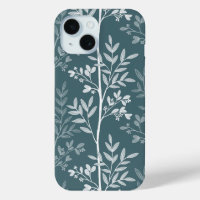 Téléphone Élégant Floral Silhouette Teal Forêt Pro