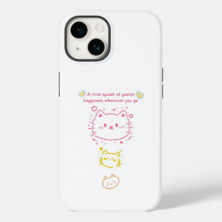 Coque Pour iPhone 14 Téléphone esthétique doodle chats mignons bonheur