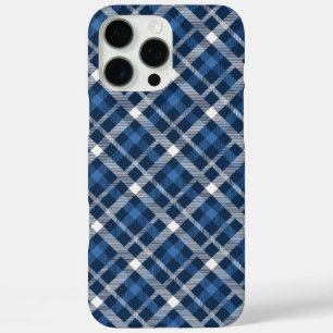 Coques iPhone 16 Pro Max Téléphone Plaid Bleu classique - Tartan élégant