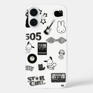 Coque Pour iPhone 16 téléphone y2k noir et blanc