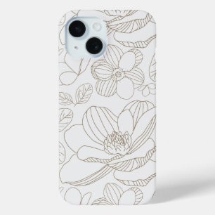 Coque Pour iPhone 15 Température minimaliste magnolia floral neutre