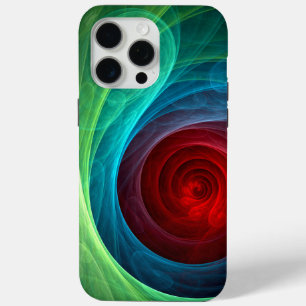 Coque iPhone 15 Pro Max Tempête rouge Floral Art moderne Abstrait Motif co