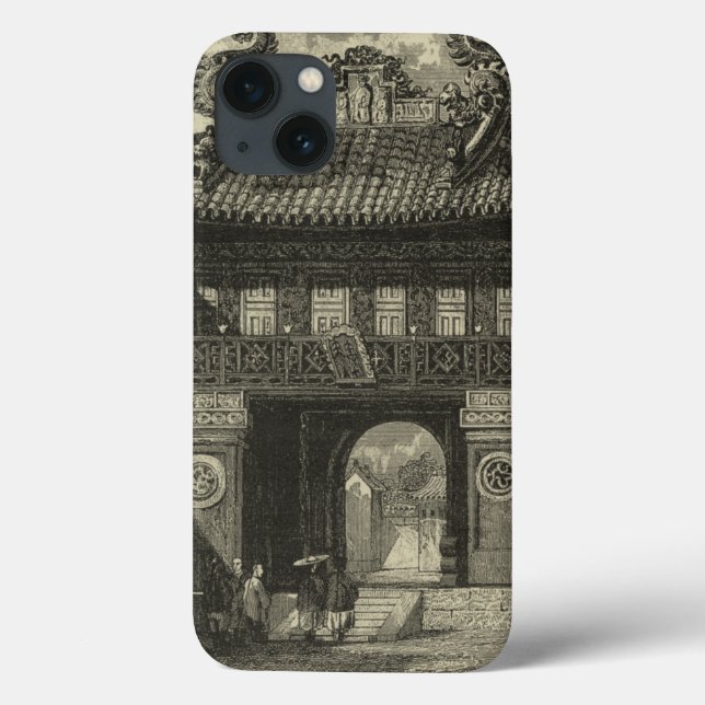 Coques Case-Mate iPhone Temple impérial asiatique en noir et blanc (Verso)