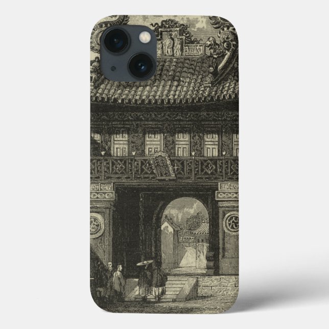 Coques Case-Mate iPhone Temple impérial asiatique en noir et blanc (Verso)