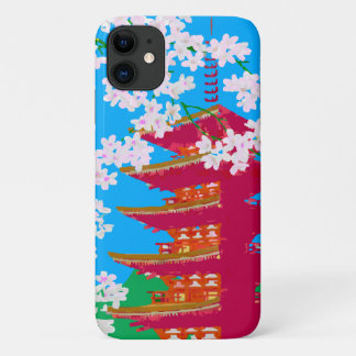 Coque Case-Mate Pour iPhone Temple japonais avec des fleurs de cerisier
