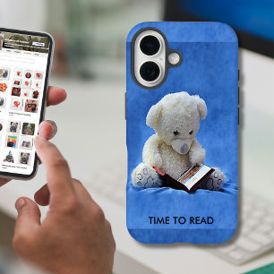 Coque Pour iPhone 16 Temps de l'ours en peluche pour lire l'animal en p
