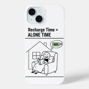 Coque Pour iPhone 15 Temps de recharge = Téléphone temps unique - Drôle