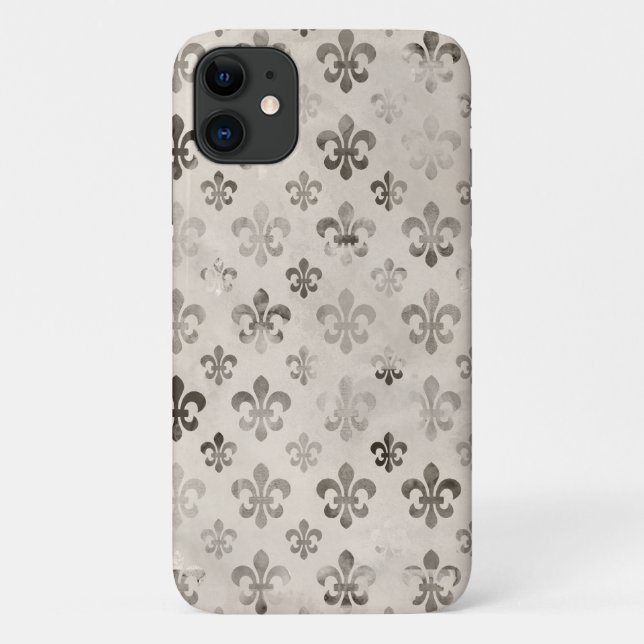 Coques Case-Mate iPhone Tendance Argent Gray Fleur De Lis Motif (Dos)
