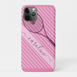 Case-Mate iPhone Case Tennis Racket Girl's Name Pink Striped Cute Sports