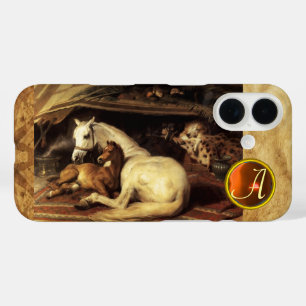Coque Pour iPhone 16 TENTE ARABE AVEC HORSE Orange Agate Gem Monogram