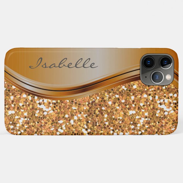Coques Case-Mate iPhone Terra Cotta Sparkle Glam Bling Métal personnalisé (Dos (Horizontal))