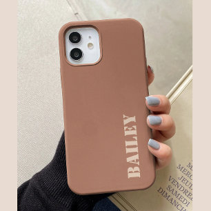Coque Pour iPhone 15 Terracotta Minimal Moderne Nom Personnalisé
