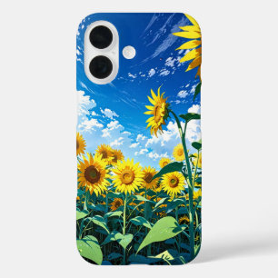 Coque Pour iPhone 16 Terrain De Tournesol D'Anime Sans Fin