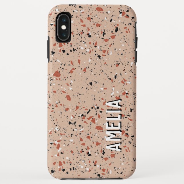 Coques Case-Mate iPhone Terrazzo rose moderne Imprimer Motif Nom personnal (Dos)