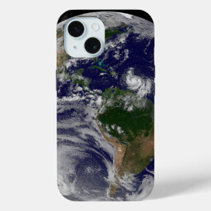 Coque Pour iPhone 15 Terre Pleine Avec Tempêtes Tropicales Dans L'Atlan