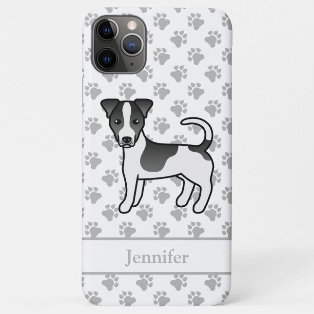 Coques Case-Mate iPhone Térrier Jack Russell à poil lisse noir Chien & Nom (Dos)