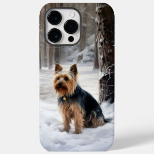 Coque Pour Pour iPhone 14 Pro Max Terrier Silky Laissez Tomber la Neige Noël 