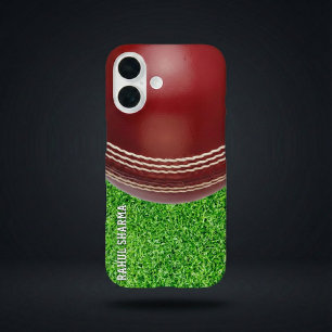 Coque Pour iPhone 16 Test Match Red Cricket Ball avec texte personnalis