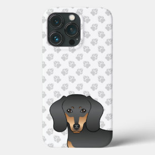 Case-Mate iPhone Case Tête de chien Dachshund à poil lisse noir et feu