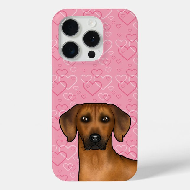 Coques Case-Mate iPhone Tête De Chien Rhodesian Ridgeback Sur Coeurs D'Amo (Verso)