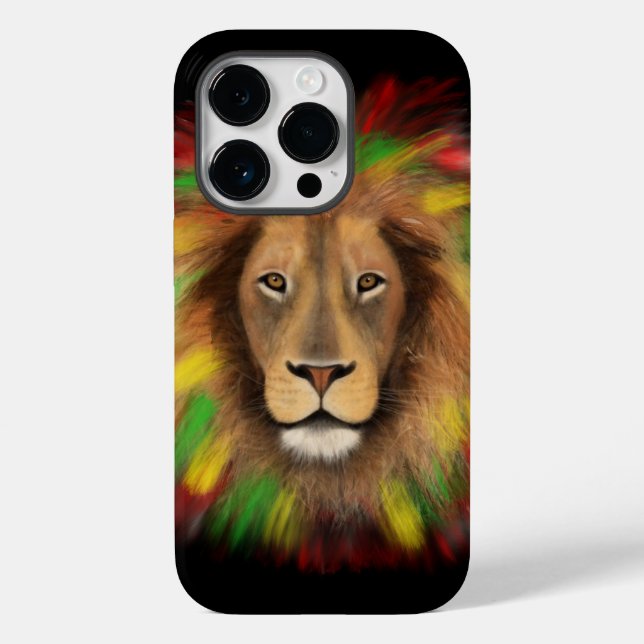 Coques Case-Mate iPhone Tête de lion Rasta rouge jaune vert dessin Jamaïqu (Verso)