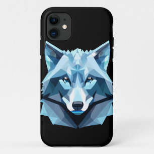 Case-Mate iPhone Case Tête de loup géométrique bleue