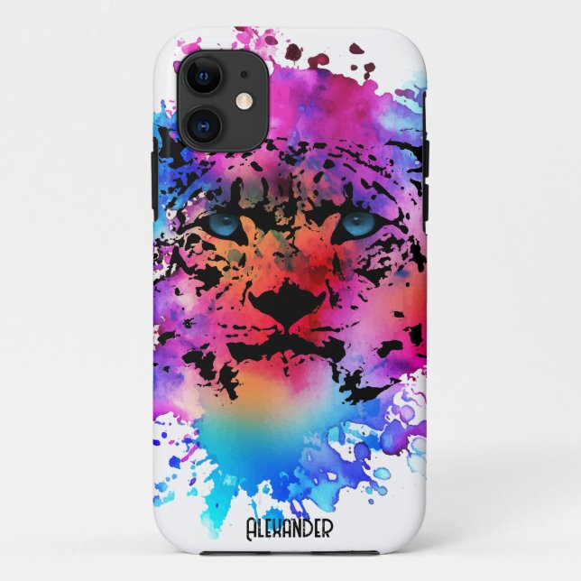 Coques Case-Mate iPhone Tête de tigre d'aquarelle personnalisée (Dos)