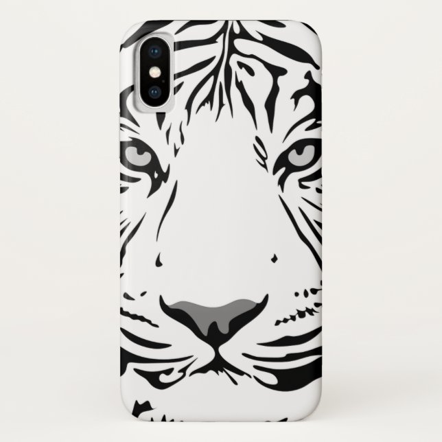 Coques Case-Mate iPhone Tête de Tigre Noir et Blanc Abstraite (Dos)