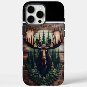 Coques iPhone 16 Pro Max Tête d'orignal sur bois