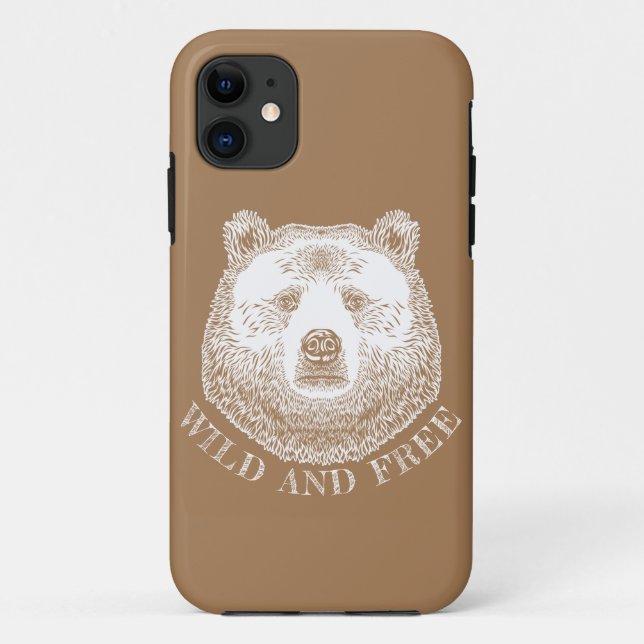 Coques Case-Mate iPhone Tête D'Ours, Sauvage Et Libre, Illustration Dessin (Dos)