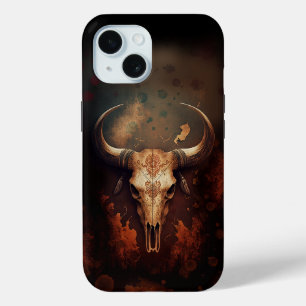 Coque Pour iPhone 15 Texas Longhorn Crâne de vache rustique