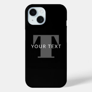 Coque Pour iPhone 15 Texte éditable gras Noir Blanc & Gris