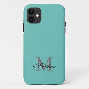 Case-Mate iPhone Case Texte initial et nom personnalisé turquoise