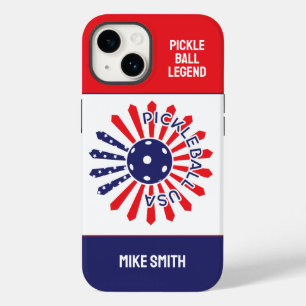 Coque Pour iPhone 14 Texte personnalisé ‼️ motif USA pickleball