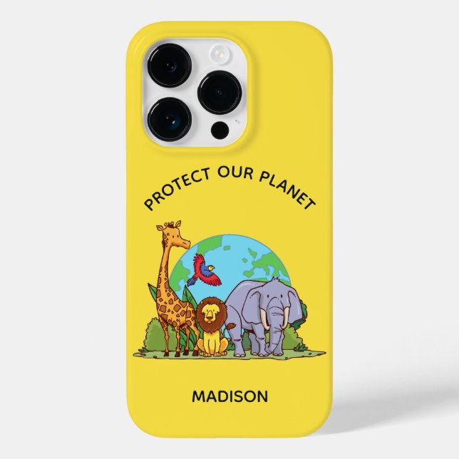 Coques Case-Mate iPhone Texte personnalisé Terre avec animaux (Verso)