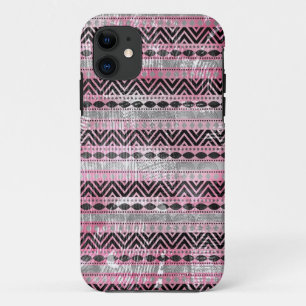 Coques Pour iPhone Texture 311 aztèque noire grise rose