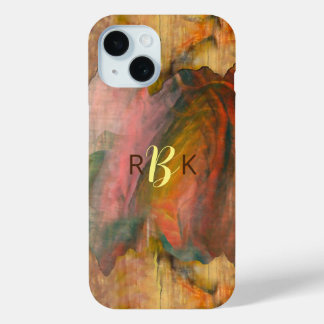 Coque Pour iPhone 15 texture Abstraite de bois et de peinture