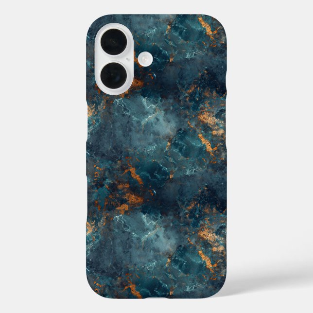Coques Case-Mate iPhone Texture Abstraite De Peinture Bleue Et Or (Verso)