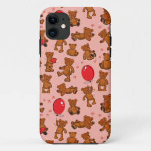 Coques Pour iPhone Texture avec le nounours, coeurs