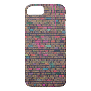 Coque iPhone 8/7 Texture colorée de mur de briques rustiques