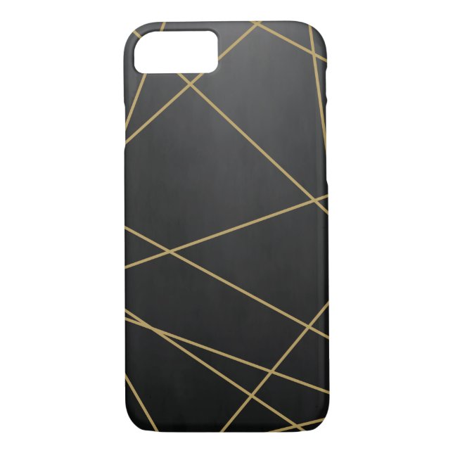 Coques Case-Mate iPhone Texture cool Lignes d'or noir Géométrique Abstrait (Dos)
