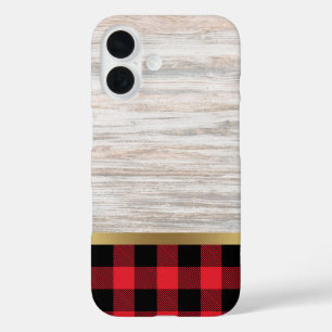 Coque Pour iPhone 16 Texture de bois naturel et carreau de bœuf