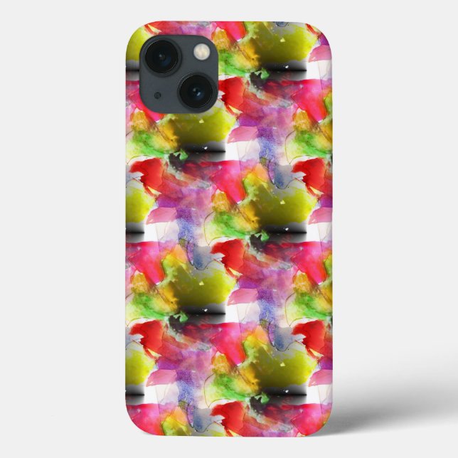 Coques Case-Mate iPhone Texture de conception rouge, aquarelle jaune (Verso)