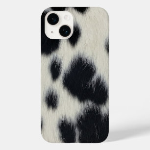 Coque Pour iPhone 14 texture de cuir de vache noir blanc poil peau anim