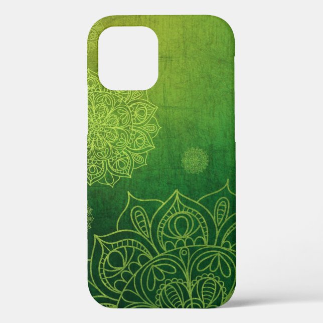 Coques Case-Mate iPhone Texture de fond vert jaune (Verso)