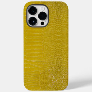 Coque Pour Pour iPhone 14 Pro Max Texture de l'alligator jaune