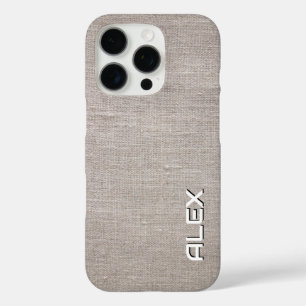 Coques iPhone 16 Pro Texture de lin naturel - Motif de tissu organique