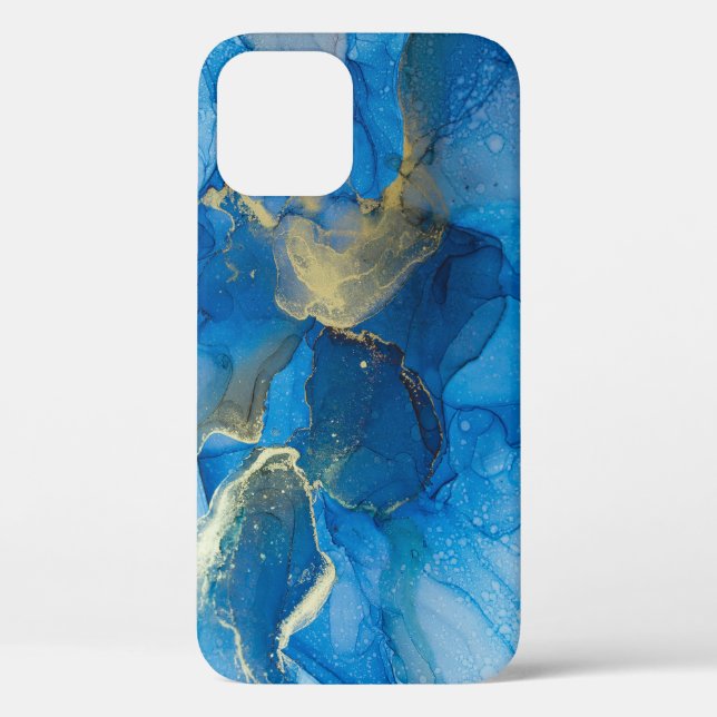 Coques Case-Mate iPhone Texture de marbre bleu Abstrait (Verso)