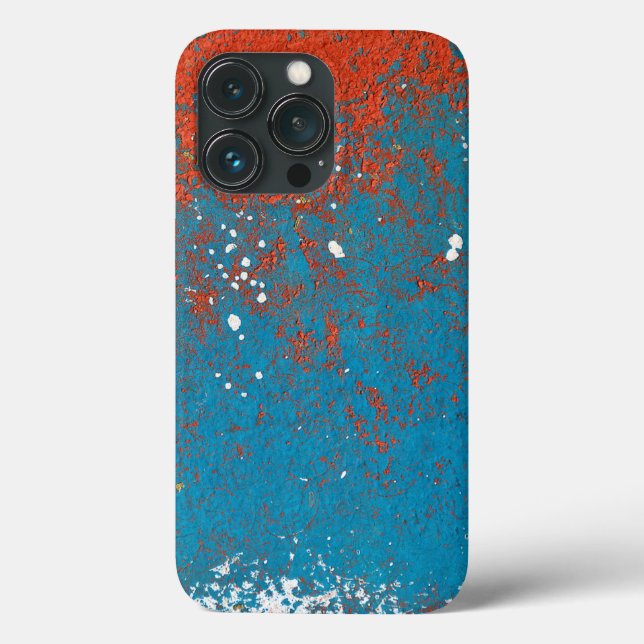 Coques Case-Mate iPhone Texture de peinture orange et turquoise (Verso)