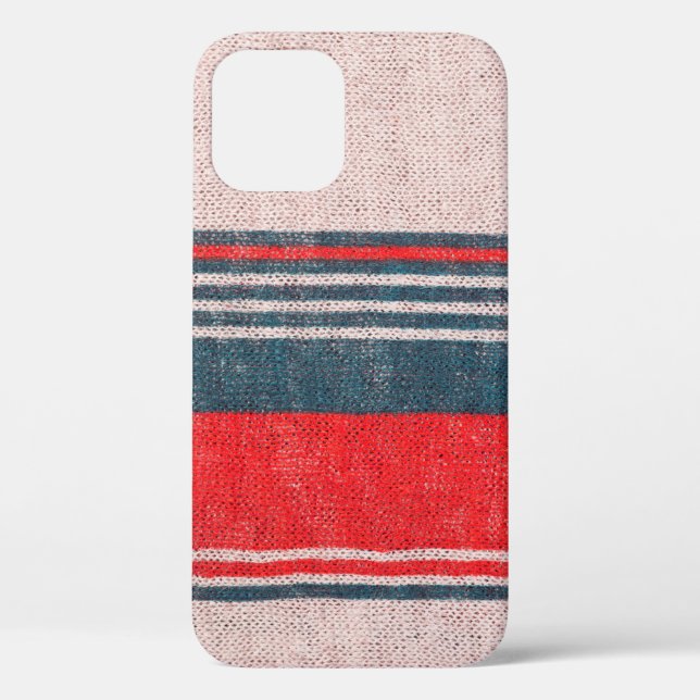 Coques Case-Mate iPhone Texture de tricot lin avec rayures d'impression ro (Verso)